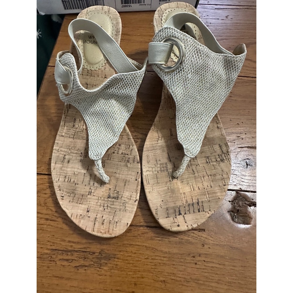white mountain‎ gold wedge sandals 9.5